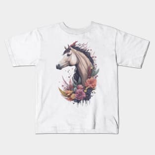 Horse with Flowers Kids T-Shirt